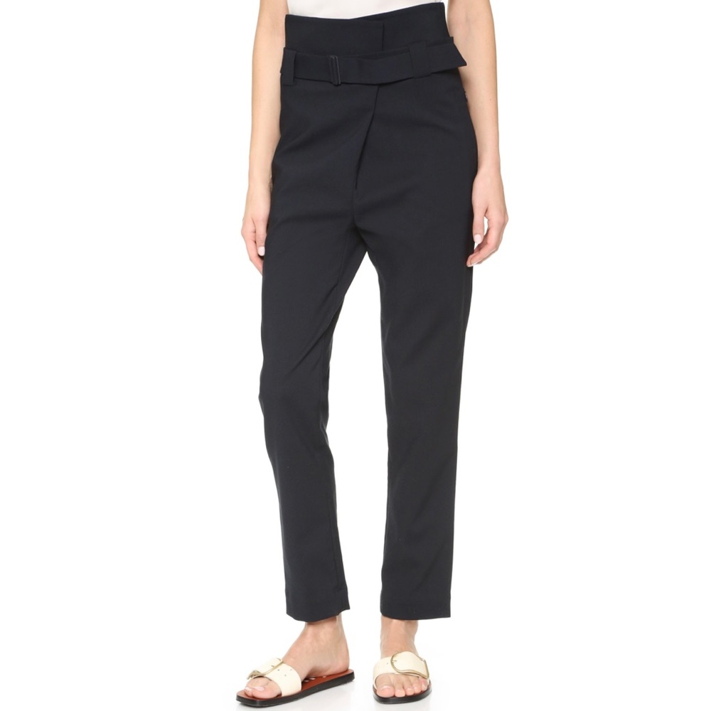 Tibi City Stretch Paperbag High Waisted Asymmetric Pants Belted 6
